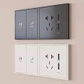 Modern Black and White Switch Panel with Switches and Sockets Design 3d model