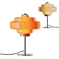 Modern Stylish Table Lamp With Orange Layered Shade And Yellow Accent Metal Stand