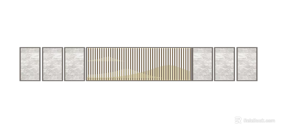 Modern Interior Partition Design With Vertical Stripes And Marble Panels 3d model