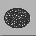 Black Round Coaster With Intricate Cutout Floral Pattern For Home Use