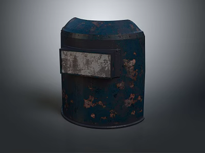 Rustic Blue Black Protective Helmet With Rust Spots And Gray Panel Detail Design 3d model