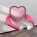 Heart Shaped Frame Photo Spot With Pink Arms White Hands And Wooden Floor