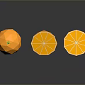 Low Poly Oranges Whole Half And Sliced Pieces With Vibrant Orange Color On Dark Background