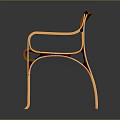 Contemporary Armchair Featuring Brown Leather Seat And Curved Wooden Frame Legs