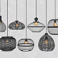 Modern Black Pendant Lights With Stylish Woven Mesh Design In Various Shapes