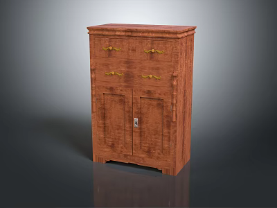 Brown Wooden Entryway Cabinet Sideboard With Drawers Cabinet Doors And Simple Design 3d model