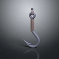 High Quality Steel Hardware Tool Hook Featuring Coiled Grip And Sharp Pointed End 3d model