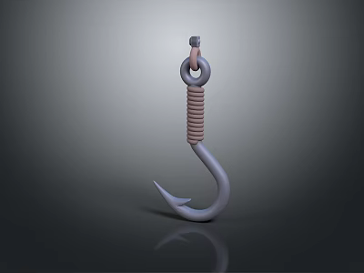 High Quality Steel Hardware Tool Hook Featuring Coiled Grip And Sharp Pointed End 3d model