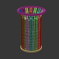 Modern Metal Trash Can With Vertical Stripes And Circular Opening Design