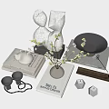 Modern Minimalist Decorative Ornament Set With Vase Flowers Books And Geometric Candles
