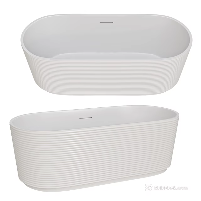 Modern White Freestanding Bathtub With Vertical Ribbed Design And Smooth Surface 3d model 