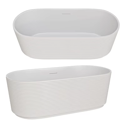 Modern White Freestanding Bathtub With Vertical Ribbed Design And Smooth Surface 3d model