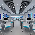 Modern classroom wisdom classroom computer room 3d model