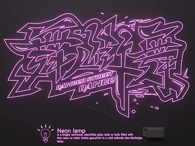 Graffiti Style Neon Lighting Combination with Outdoor Street Dance Design Elements 3d model