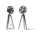 Two Black Standing Air Cooler Fans With Tripod Base Design