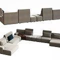 Light Gray Modular Sectional Sofa With Cushions Throw Blanket And L Shaped Design 3d model