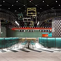 Modern Western Casual Dining Restaurant Featuring Coffee Salad Orange Geometric Decor And Checkered Bar