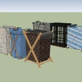 Various Foldable Laundry Baskets With Floral Striped Grid And Brand Patterns