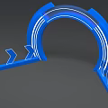 Blue Arched Event Doorway With Illuminated Lines And Decorative Arrow Elements 3d model