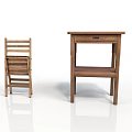 Functional Wooden Table With Drawer And Folding Chair In Simple Home Design