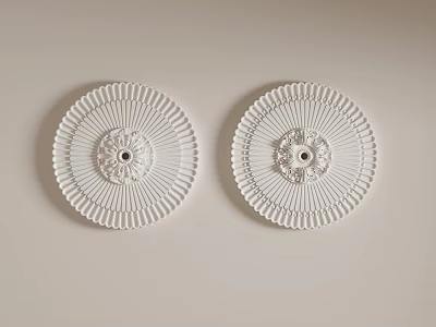 White Round Decorative Ceiling Light Plates With Intricate Floral Patterns 3d model