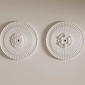 White Round Decorative Ceiling Light Plates With Intricate Floral Patterns