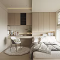 Modern Tatami Bedroom Interior Design With Tatami Bed Desk Chair And Storage Cabinets