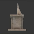 Ancient Style Stone Shrine Structure Featuring Triangular Roof And Interior Carved Statue 3d model