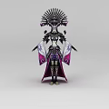 Woman In Ornate Headdress With Purple And White Decorative Cloak And Intricate Patterns