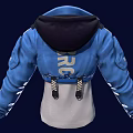 Hooded Blue Jacket With White Inner Layer Long Sleeves And Zipper Design 3d model