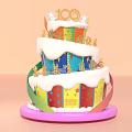 Colorful Two Tiered Cake Photo Spot With 100 Number Stars And White Frosting
