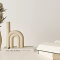 Minimalist Modern Decorative Ornament Set With Vase Dried Protea Letter Sculpture And Stacked Books