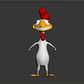 Cute Cartoon Chicken Stuffed Doll With White Body Red Comb And Yellow Beak Feet