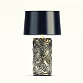 Modern Table Lamp With Black Lampshade And Spiral Pattern Metallic Base 3d model