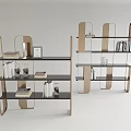 Elegant Modern Bookcase Design With Gold Frame Black Shelves And Decorative Books