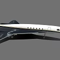 Modern Streamlined Private Jet With White And Dark Exterior Design 3d model