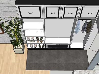Modern Shoe Cabinet Design With Multiple Storage Drawers And Shoe Compartments 3d model