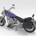 Classic Purple Cruiser Motorcycle With Black Seat Silver Accents And Saddlebags