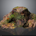 Vibrant Plant Growth On Colorful Tree Stump With Green Red And Yellow Hues
