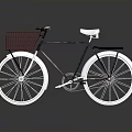 Classic Bicycle With Red Shopping Basket White Seat And White Wheels