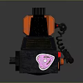 Handheld Household Device With Digital Display Colored Buttons Black And Orange Design And Spiral Cable