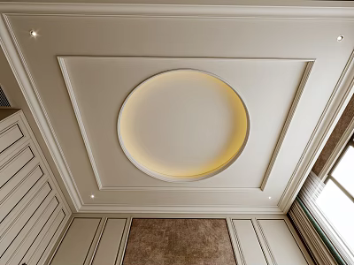 Modern Ceiling With Circular Light And Square Frame 3d model