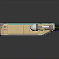Futuristic Beige Military Vehicle With Twin Large Engines And Blue Stripes