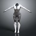 Futuristic Tactical Bodysuit Featuring Sleek Armor Inspired Design White Dark Gray Fitted Functional Apparel