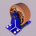 Blue Base Mechanical Device With Brown Tire Gear Structure And White Bolts