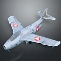 Vintage Space Aviation Aircraft Model With Red Triangular Insignia And Gray Body