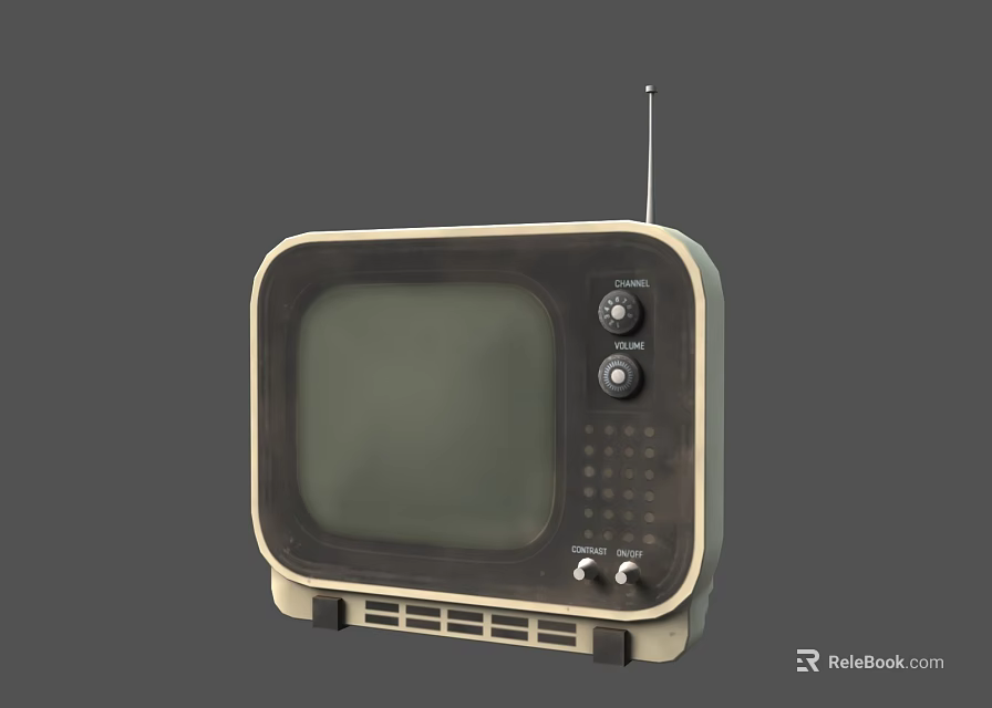 Vintage Old Fashioned Television with Antenna Knobs and Classic Retro Design 3d model 
