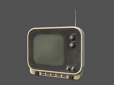 Vintage Old Fashioned Television with Antenna Knobs and Classic Retro Design 3d model
