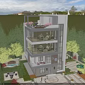 Modern Multi Story Detached Villa With Large Glass Walls And Greenery Surroundings