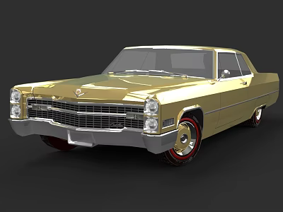 Golden Classic Vintage Car With Sleek Body Lines And Chrome Front Grille 3d model